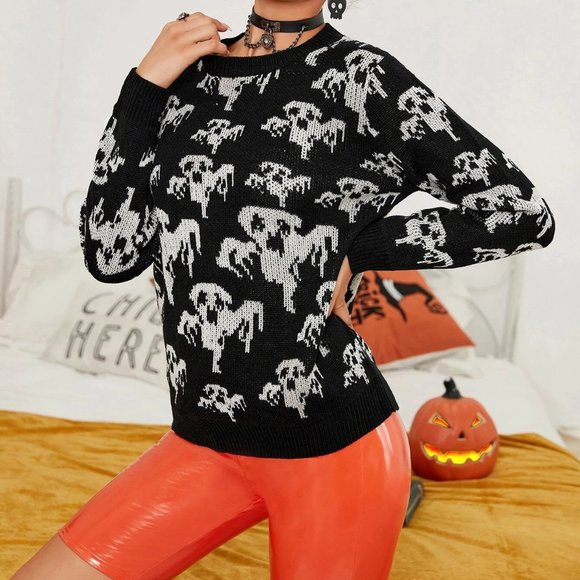 ISO: Shein Round Neck Ghost Pattern Sweater - Picture 1 of 2